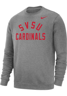Nike Saginaw Valley State Cardinals Mens Grey Club Long Sleeve Crew Sweatshirt