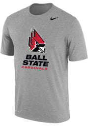 Nike Ball State Cardinals Grey Core Short Sleeve T Shirt
