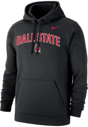 Nike Ball State Cardinals Mens Black Club Long Sleeve Hoodie