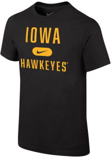 Youth Iowa Hawkeyes Black Nike Retro Team Name Short Sleeve T-Shirt