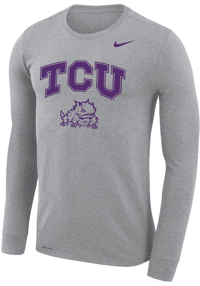 Nike TCU Horned Frogs Grey Legend Arch Mascot Long Sleeve T-Shirt