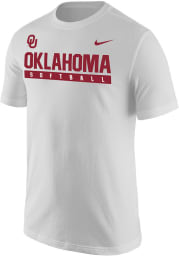 Nike Oklahoma Sooners White Core Softball Short Sleeve T Shirt
