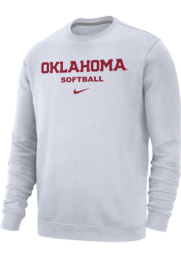 Nike Oklahoma Sooners Club Fleece Softball Crew Sweatshirt - WHITE