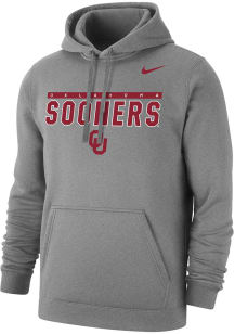 Nike Oklahoma Sooners Mens Grey Club Fleece Long Sleeve Hoodie