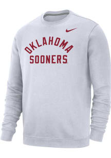 Nike Oklahoma Sooners Mens White Club Fleece Long Sleeve Crew Sweatshirt