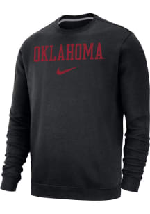 Nike Oklahoma Sooners Mens Black Club Fleece Long Sleeve Crew Sweatshirt