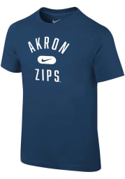 Nike Akron Zips Boys Navy Blue Retro Team Name Short Sleeve T-Shirt