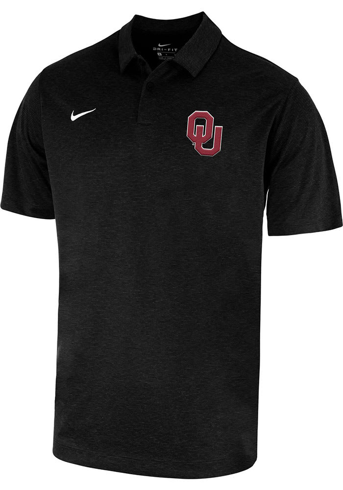 Nike Oklahoma Sooners Mens Black Heather Logo Short Sleeve Polo