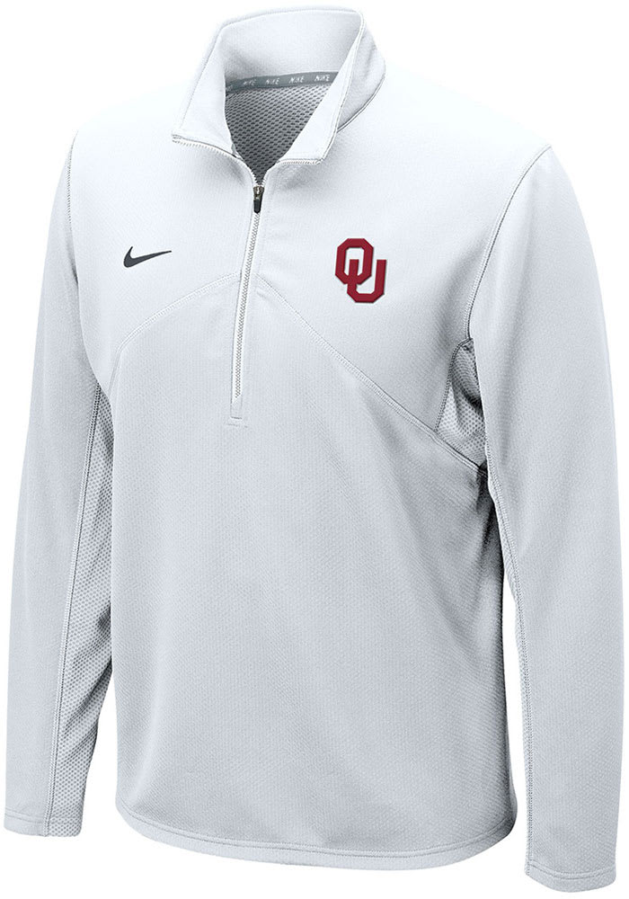 Nike Oklahoma Sooners Mens White Training Long Sleeve 1/4 Zip Pullover