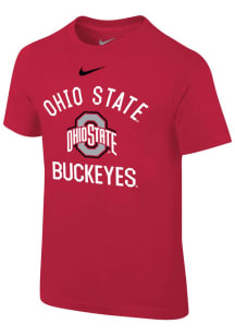 Nike Ohio State Buckeyes Boys Red Retro Team Name Short Sleeve T-Shirt