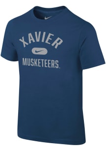 Nike Xavier Musketeers Boys Navy Blue Retro Team Name Short Sleeve T-Shirt