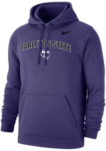 Nike Tarleton State Texans Mens Purple Arch Mascot Club Fleece Long Sleeve Hoodie