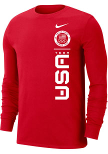 Nike Team USA Red Vertical Long Sleeve T Shirt