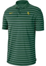 Nike Baylor Bears Mens Green Victory Stripe Short Sleeve Polo
