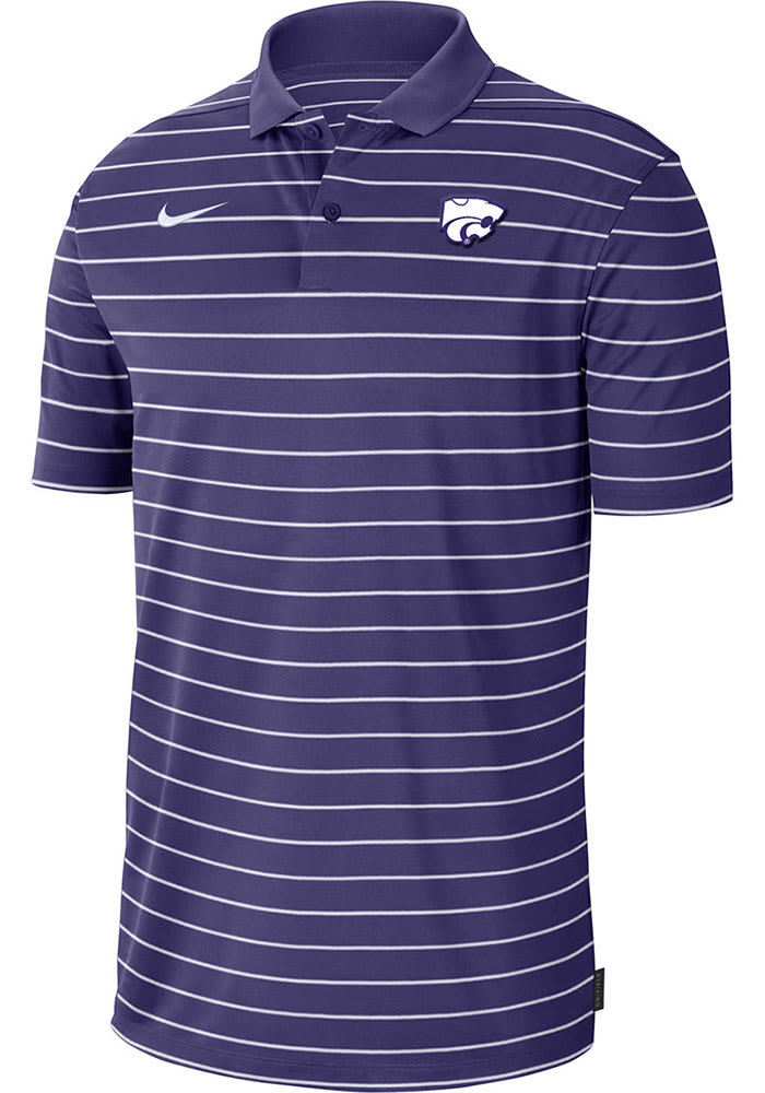 Nike K-State Wildcats Mens Purple Victory Stripe Short Sleeve Polo