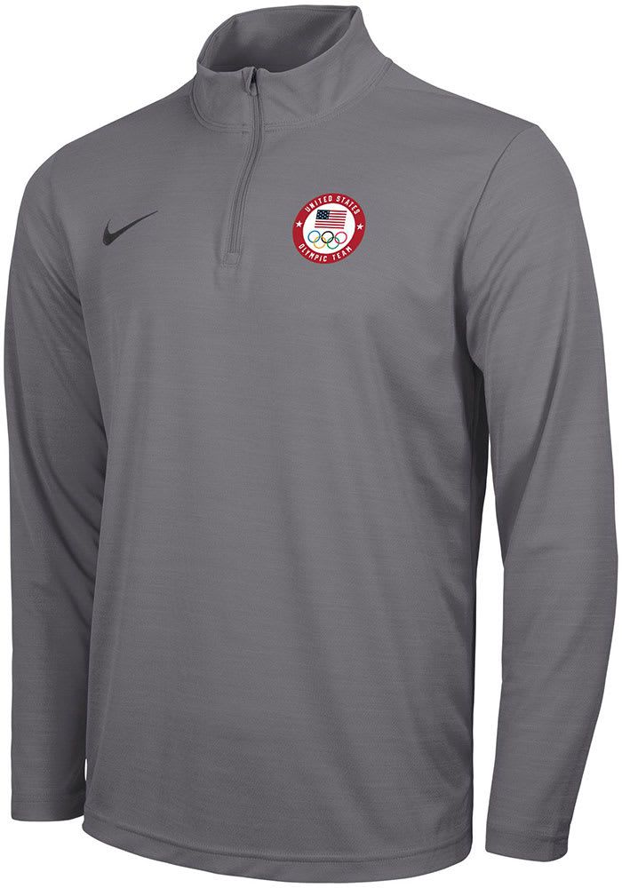 Nike Team USA Mens Grey Intensity Long Sleeve 1/4 Zip Pullover