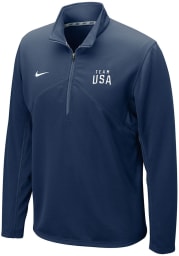 Nike Team USA Mens Navy Blue Name Long Sleeve 1/4 Zip Pullover
