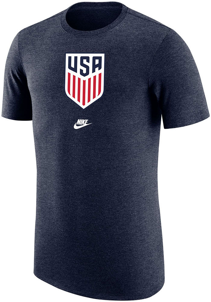 Nike USMNT NAVY Crest Short Sleeve Fashion T Shirt