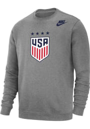 Nike Team USA Mens Grey Crest Long Sleeve Crew Sweatshirt