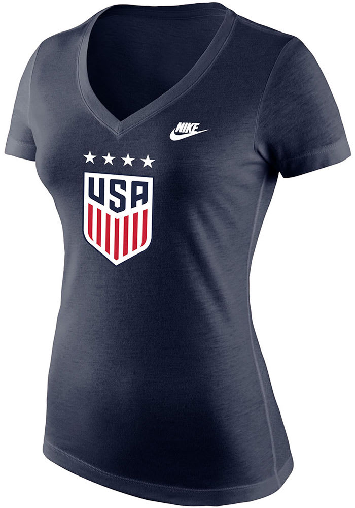 Nike Team USA Womens Navy Blue Crest Short Sleeve T-Shirt