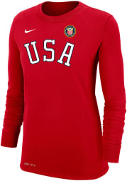 Nike Team USA Womens Red Arch LS Tee