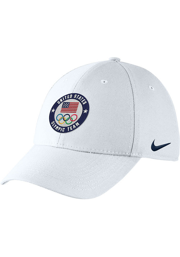 Nike Team USA Mens White 2021 Olympics Swoosh Flex Hat
