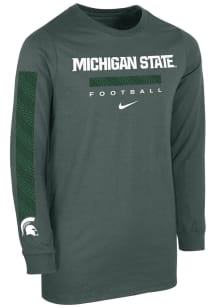 Nike Michigan State Spartans Youth Green Legend Stripe Long Sleeve T-Shirt