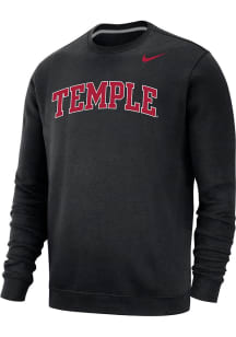 Nike Temple Owls Mens Black Club Fleece Long Sleeve Crew Sweatshirt