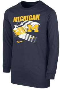 Nike Michigan Wolverines Youth Navy Blue Core Cotton Long Sleeve T-Shirt