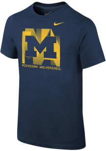 Nike Michigan Wolverines Youth Navy Blue Legend Logo Drop Short Sleeve T-Shirt