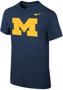 Youth Michigan Wolverines Blue Nike Primary Logo Short Sleeve T-Shirt