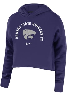 Nike K-State Wildcats Womens Purple Campus Crop Hooded Sweatshirt