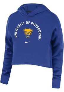 Nike Pitt Panthers Womens Blue Campus Crop Hooded Sweatshirt