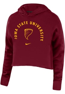 Nike Iowa State Cyclones Womens Crimson Campus Crop Hooded Sweatshirt