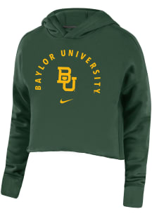 Nike Baylor Bears Womens Green Campus Crop Hooded Sweatshirt