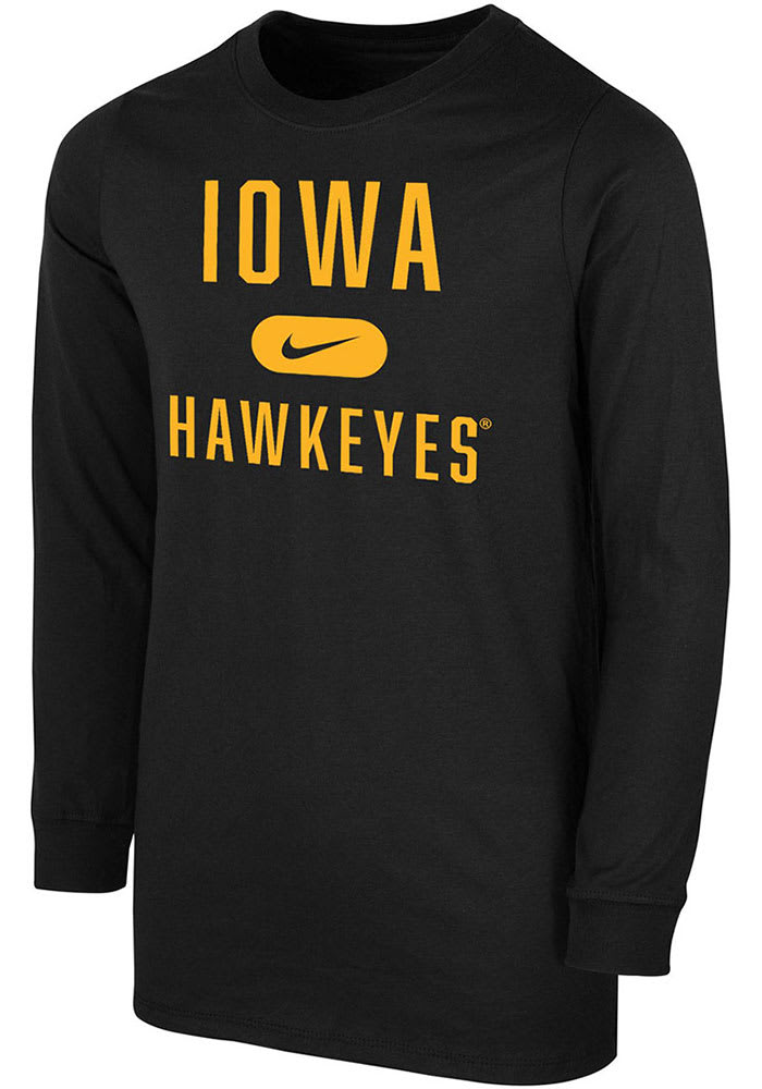 Nike Iowa Hawkeyes Youth Black Retro Team Name Long Sleeve T-Shirt