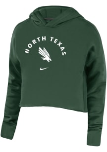 Nike North Texas Mean Green Womens Green Campus Crop Hooded Sweatshirt