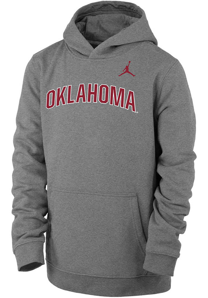 Nike Oklahoma Sooners Youth Grey Boomer Sooner Circle Long Sleeve Hoodie