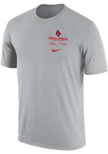 Nike Ball State Cardinals Grey DriFIT Team Issue Short Sleeve T Shirt