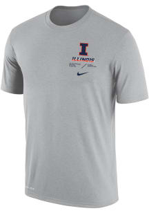 Nike Illinois Fighting Illini Grey DriFIT Team Issue Short Sleeve T Shirt