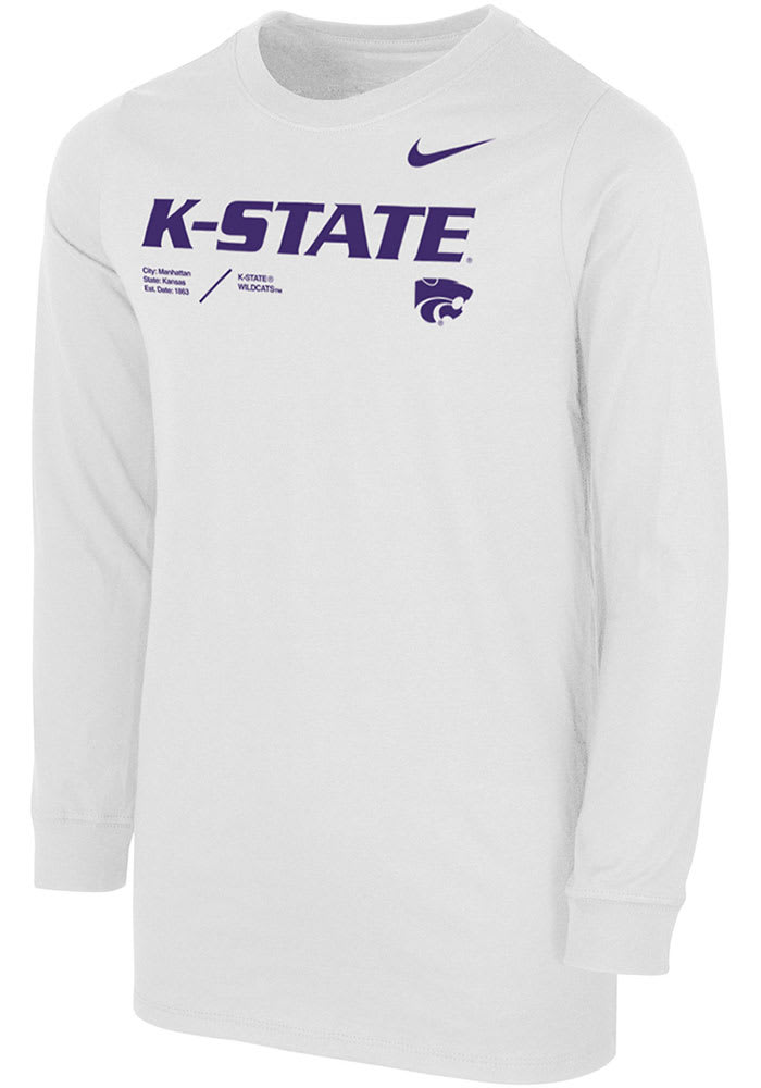 Nike K-State Wildcats Youth White SL Team Issue Long Sleeve T-Shirt