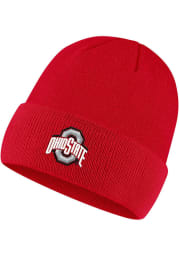 Nike Ohio State Buckeyes Red Cuffed Logo Beanie Mens Knit Hat