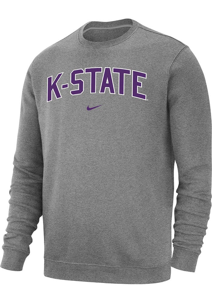 Nike K-State Wildcats Mens Grey Arch Name Long Sleeve Crew Sweatshirt
