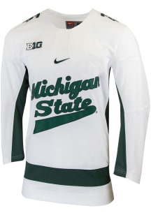 Mens Michigan State Spartans White Nike Replica Hockey Jersey