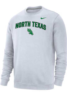 Nike North Texas Mean Green Mens White Club Fleece Long Sleeve Crew Sweatshirt