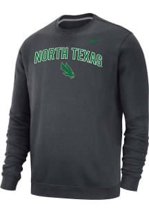 Nike North Texas Mean Green Mens Grey Club Fleece Long Sleeve Crew Sweatshirt