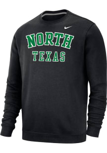 Nike North Texas Mean Green Mens Black Arch Name Club Fleece Long Sleeve Crew Sweatshirt