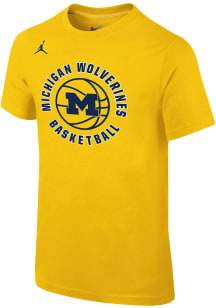 Nike Michigan Wolverines Youth Yellow Circle Bball JM Short Sleeve T-Shirt