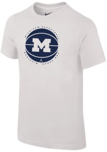 Nike Michigan Wolverines Youth White Bball Logo JM Short Sleeve T-Shirt