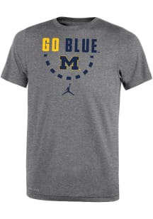 Youth Michigan Wolverines Grey Nike Go Blue JM Short Sleeve T-Shirt